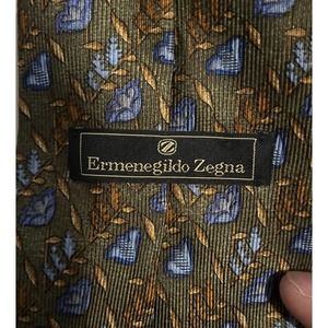 ERMENEGILDO ZEGNA Men's Necktie ITALY Luxury Olive/Blue